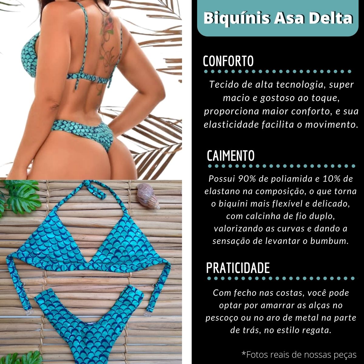 Biquíni Asa Delta Escamas de Sereia – Boutique de Praia